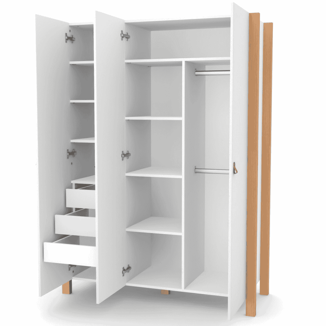 Dětska šatní skřín Zukko 1310 Gekko Kids, Bílá / Přírodní Buk